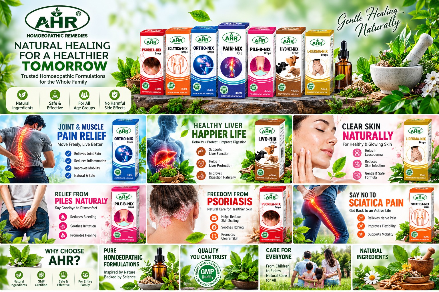 AHR original advertising collage showing the product range in full